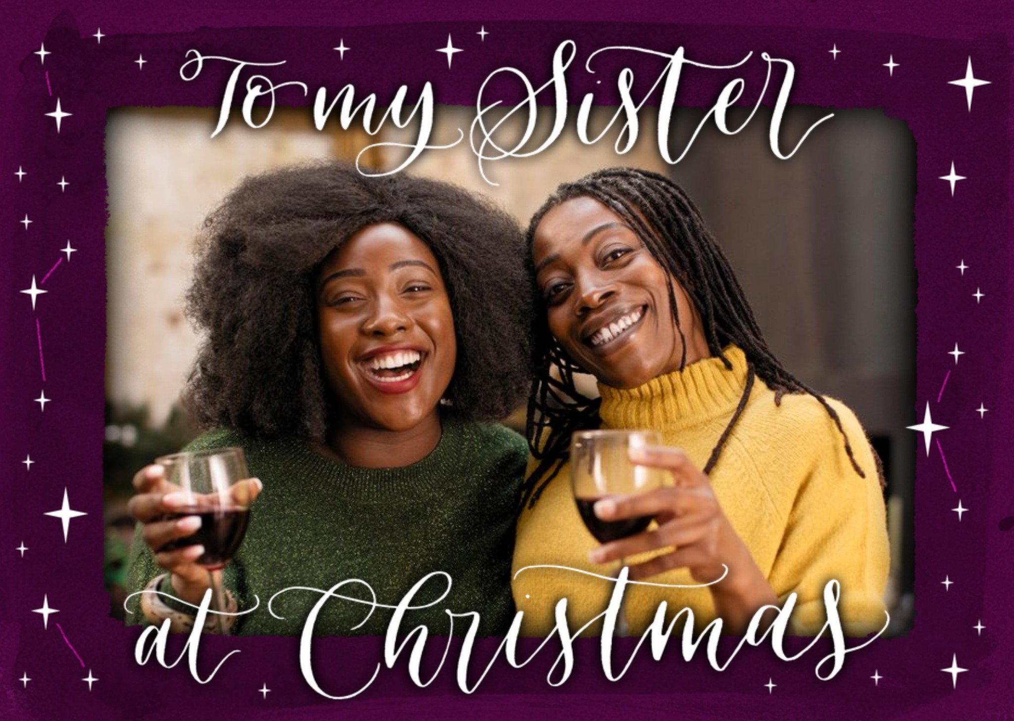 Constellations Sister Photo Upload Christmas Card Ecard