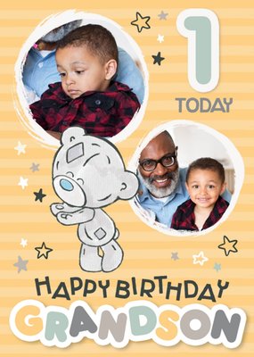 Tiny Tatty Teddy Cute Grandson Photo Upload 1 Today Birthday Card