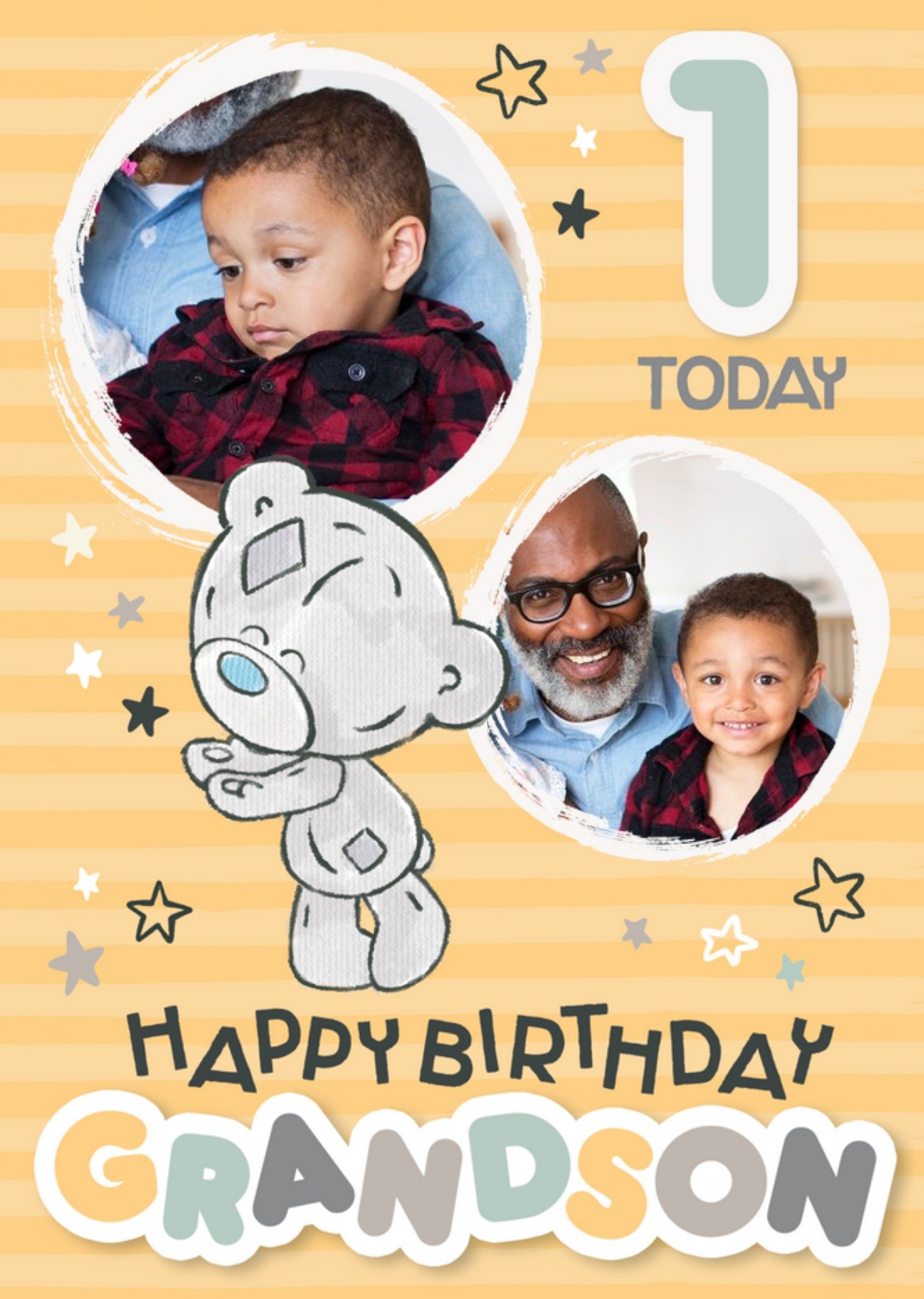 Tiny Tatty Teddy Cute Grandson Photo Upload 1 Today Birthday Card Ecard