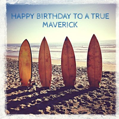 Happy Birthday Surfing Beach Card