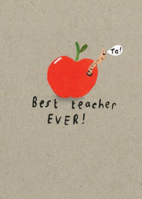 Cute Illustration Best Teacher Ever Card