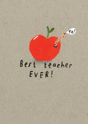 Cute Illustration Best Teacher Ever Card
