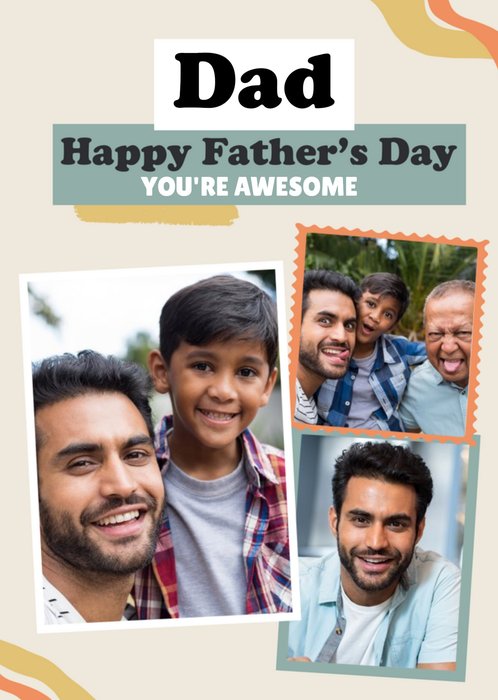Modern Photo Upload Collage Awesome Dad Father's Day Card