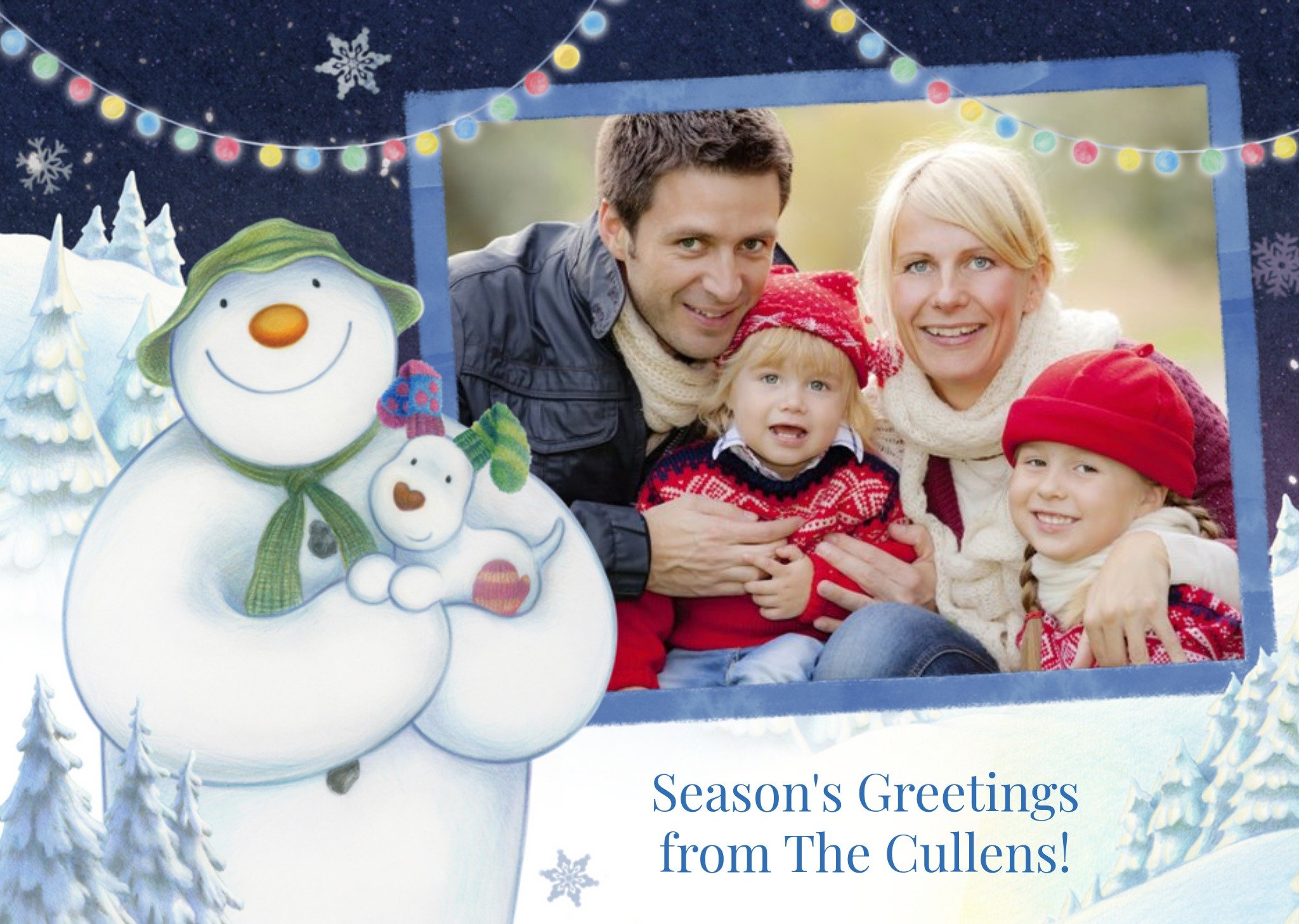 The Snowman Family Christmas Card - Season's Greetings Photo Card Ecard