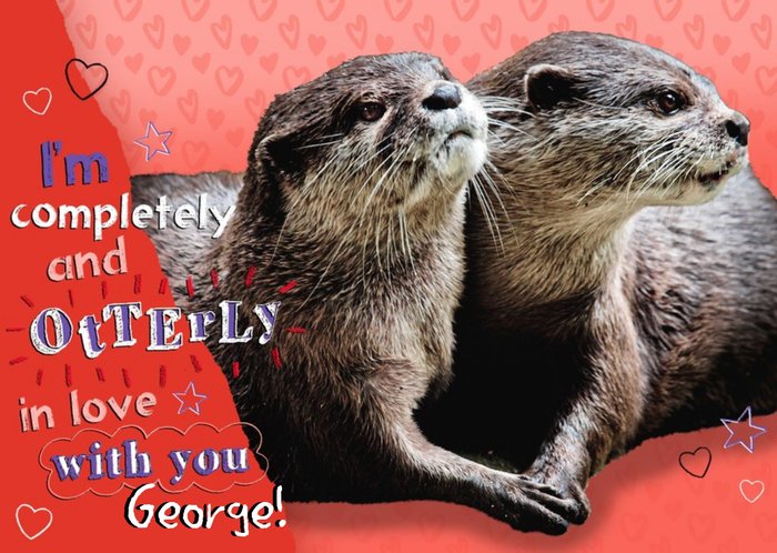 Otterly In Love With You Personalised Funny Pun Card