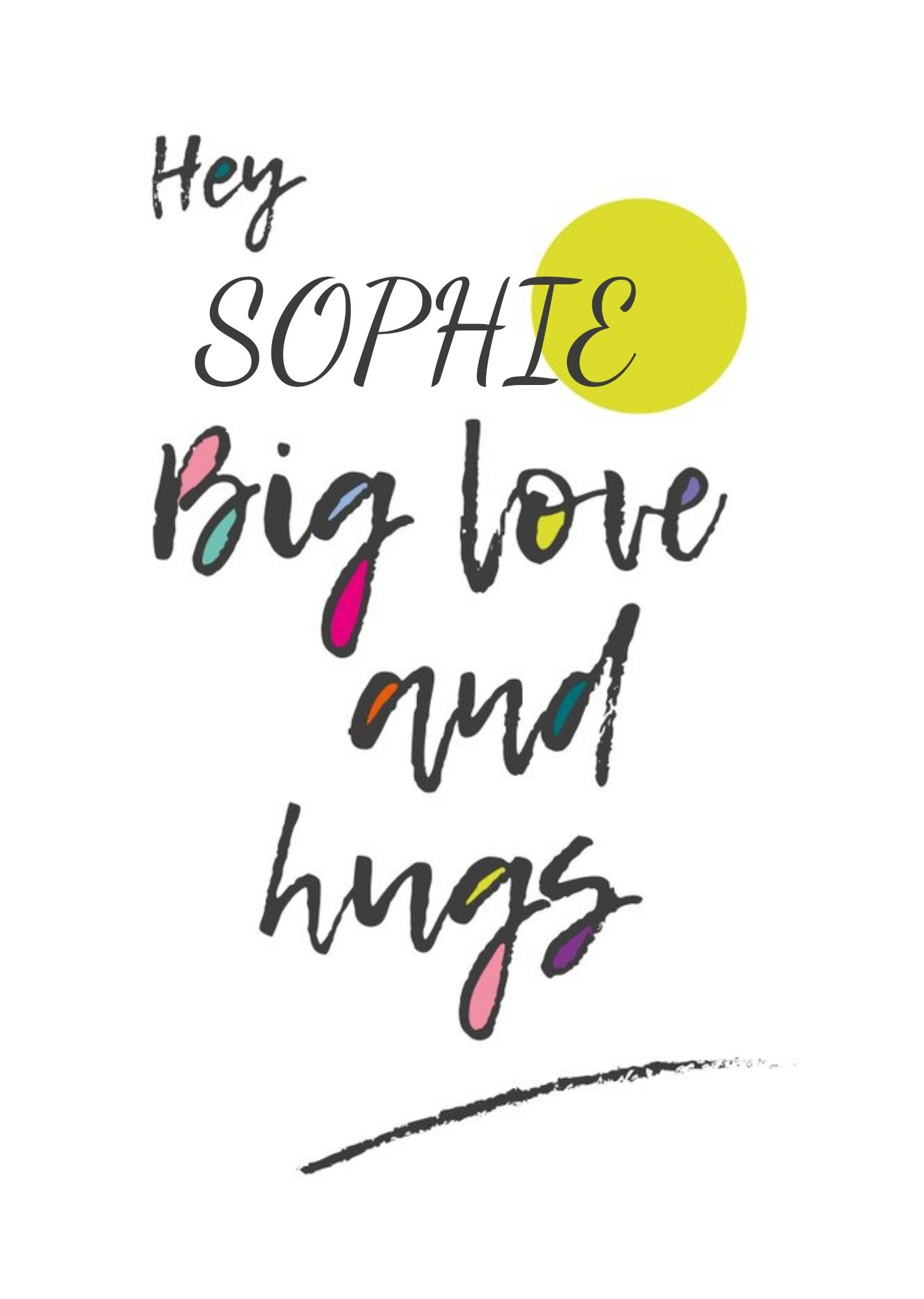 Papagrazi Typographic Big Love And Hugs Thinking Of You Card Ecard