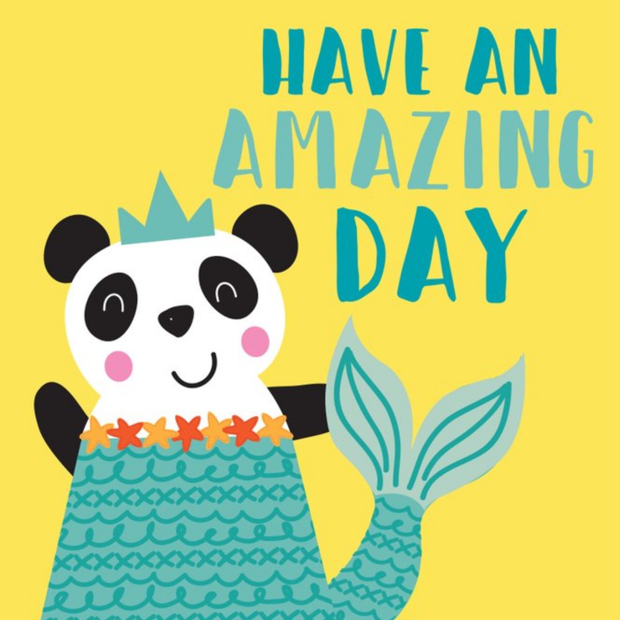 Moonpig Cute Mermaid Panda Have An Amazing Day Birthday Card, Square