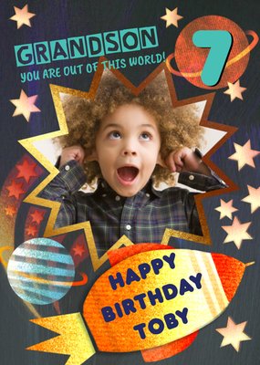 AYou are Out Of This World Editable age and Recipient Photo upload Birthday Card 