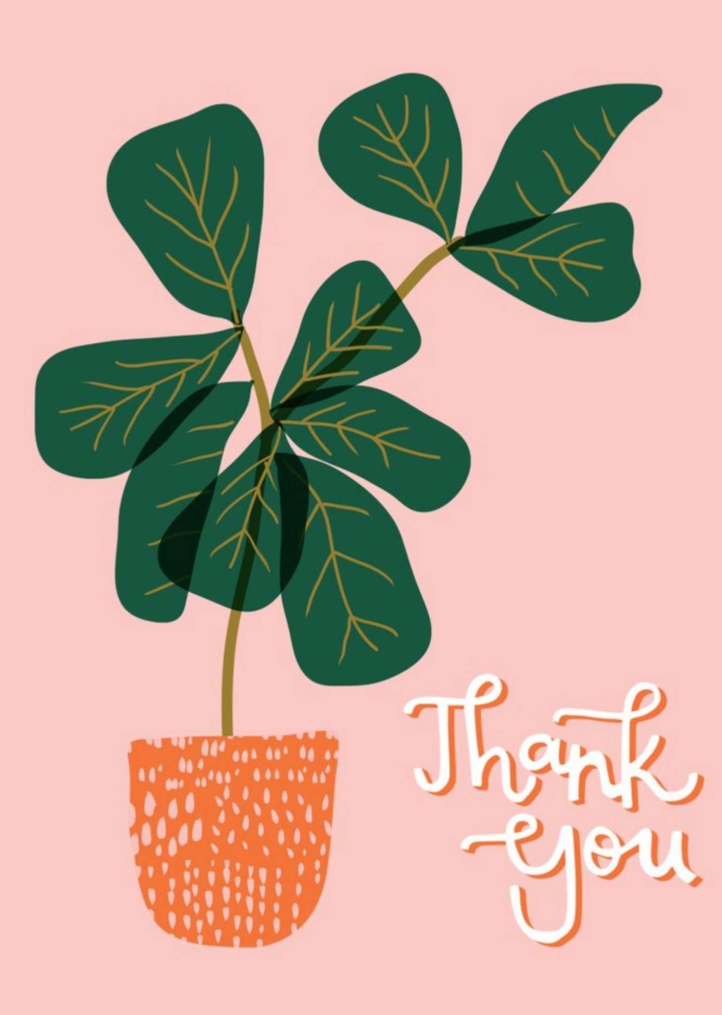 Modern Illustrated Pot Plant Thank You Card Ecard