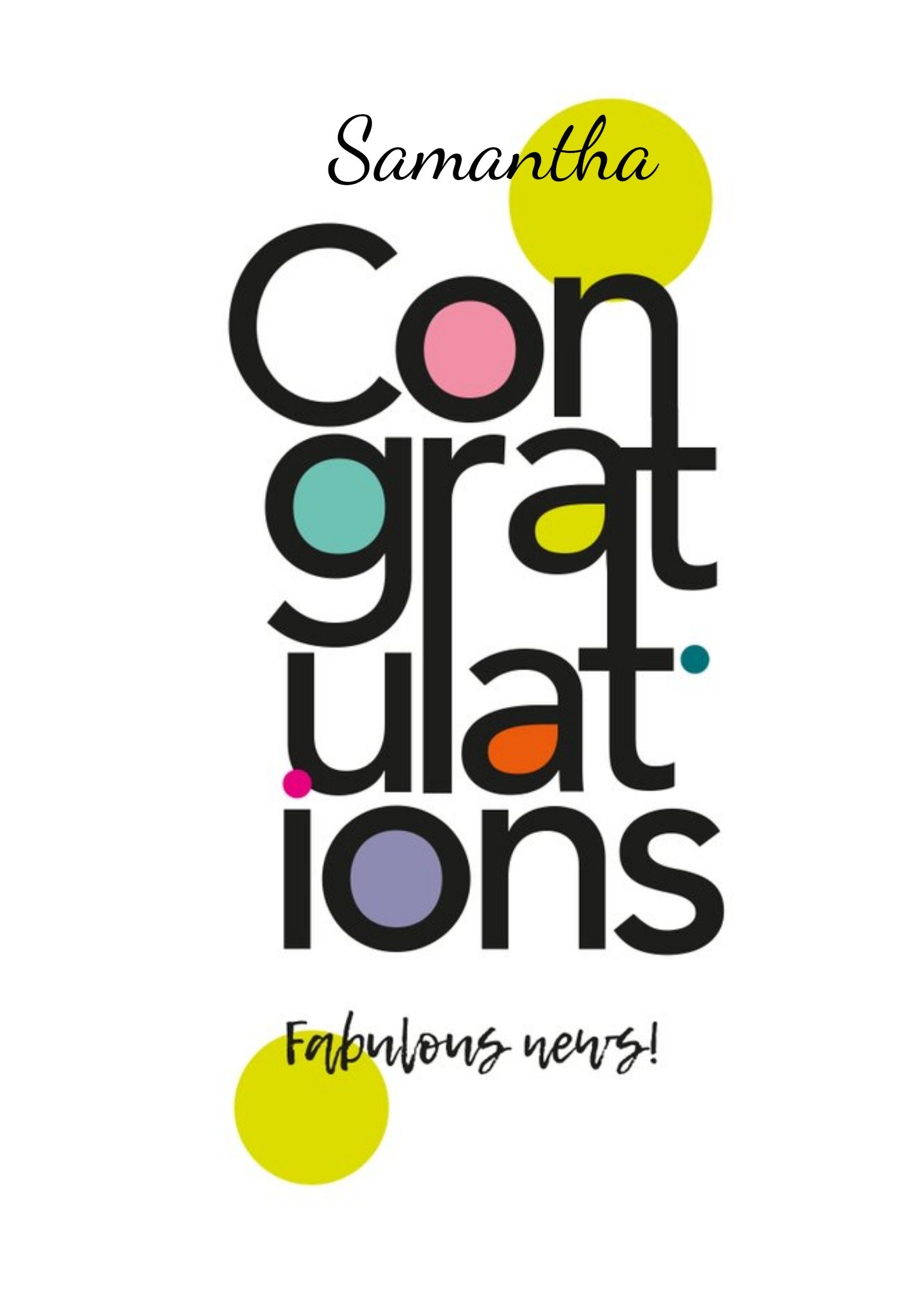 Papagrazi Bright Typographic Congratulations Card Ecard