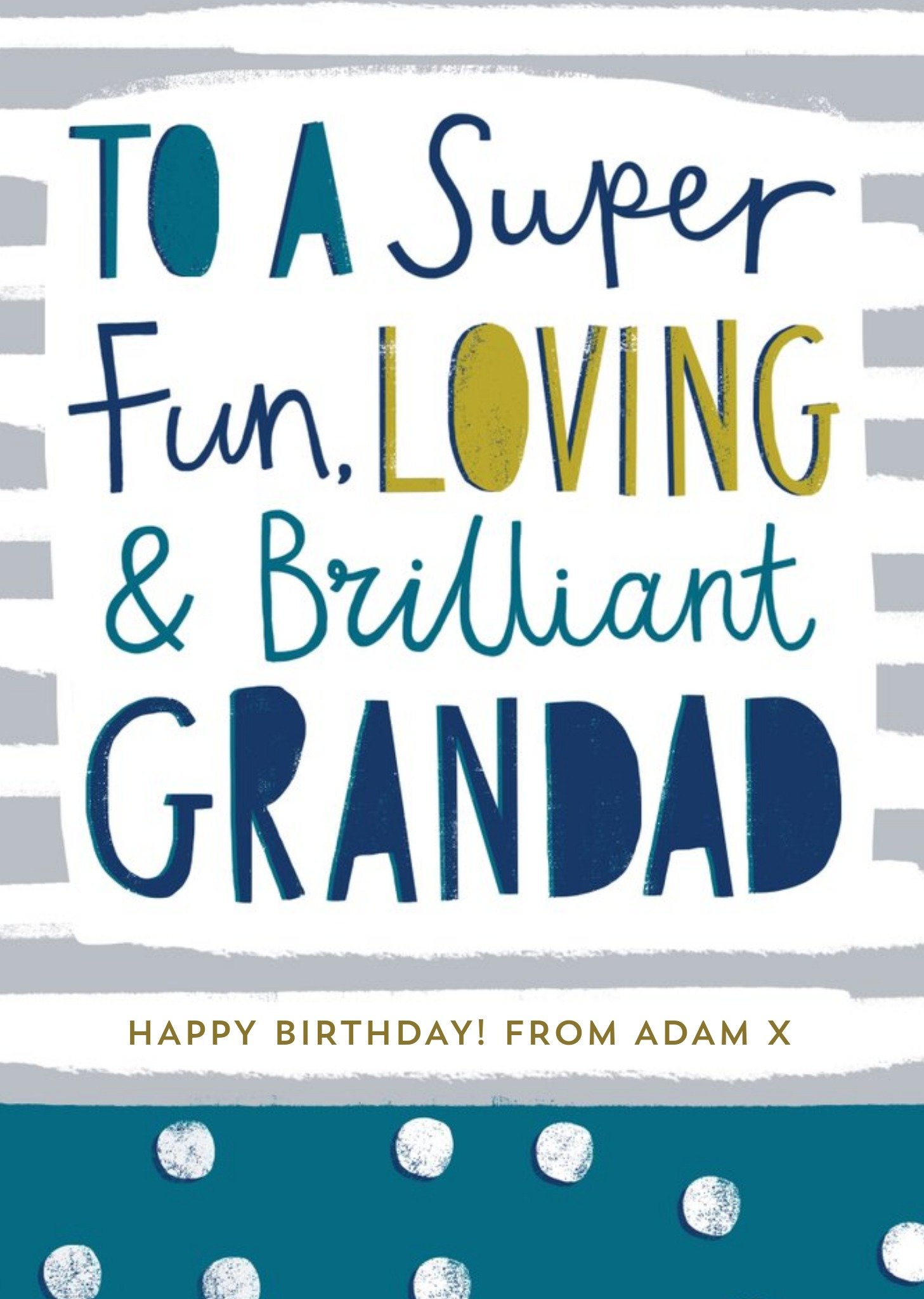 Modern Typographic Happy Father's Day Card For A Fun & Loving Grandad Postcard