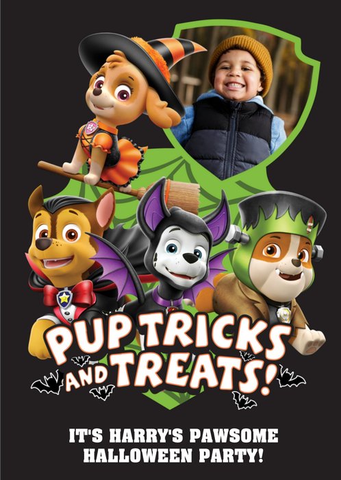 Paw Patrol Pup Tricks And Treats Personalised Halloween Party Invitation