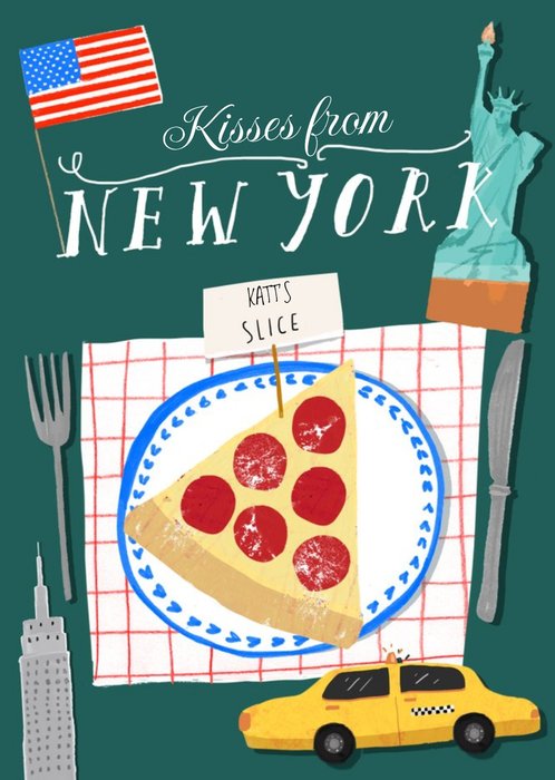 Kisses From New York Personalised Pizza Slice Card