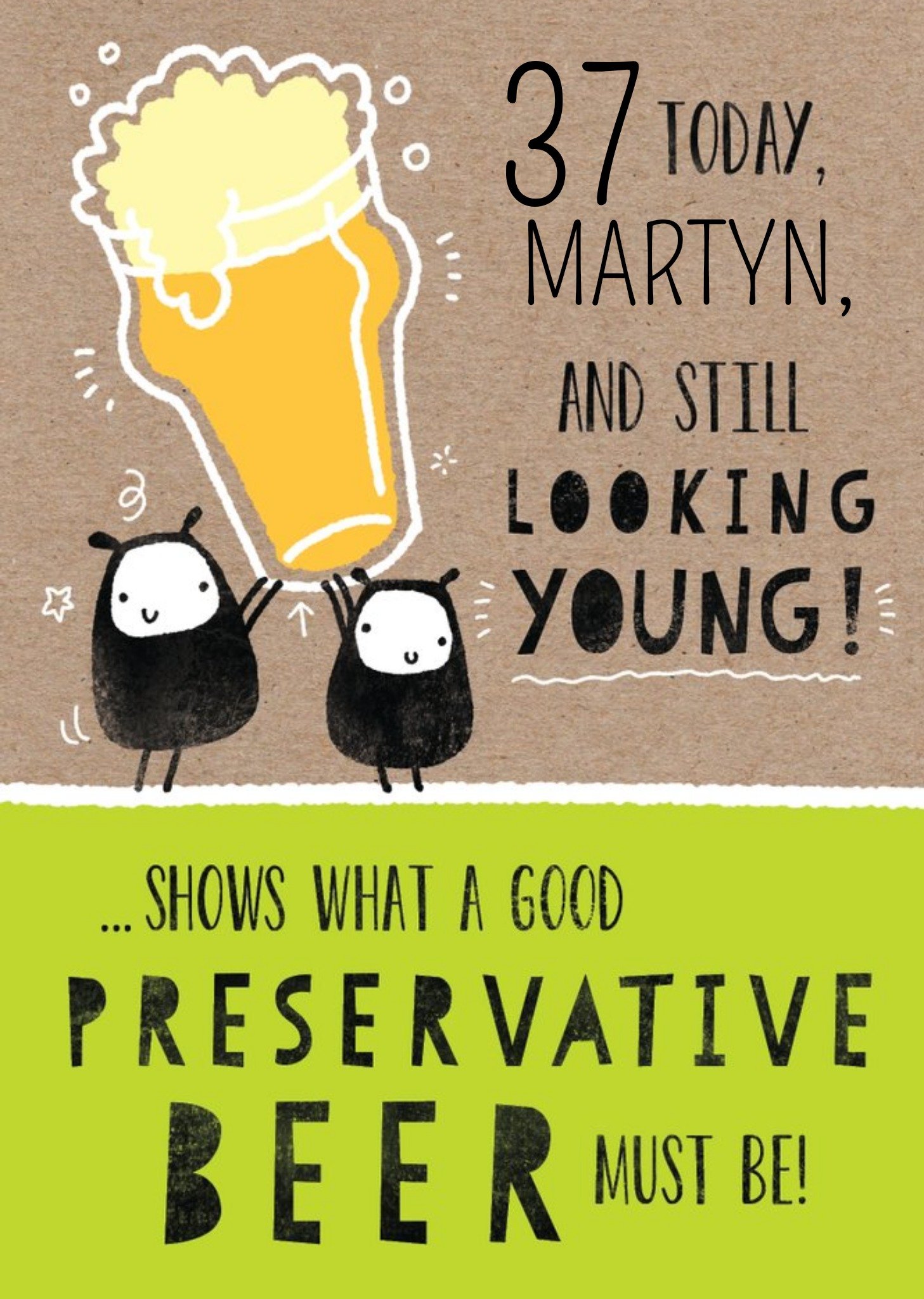 Beer And Looking Young Personalised Happy Birthday Card Ecard