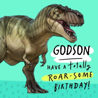 Dinosaur Godson Birthday Card - Tyrannosaurus NHM Natural History Museum