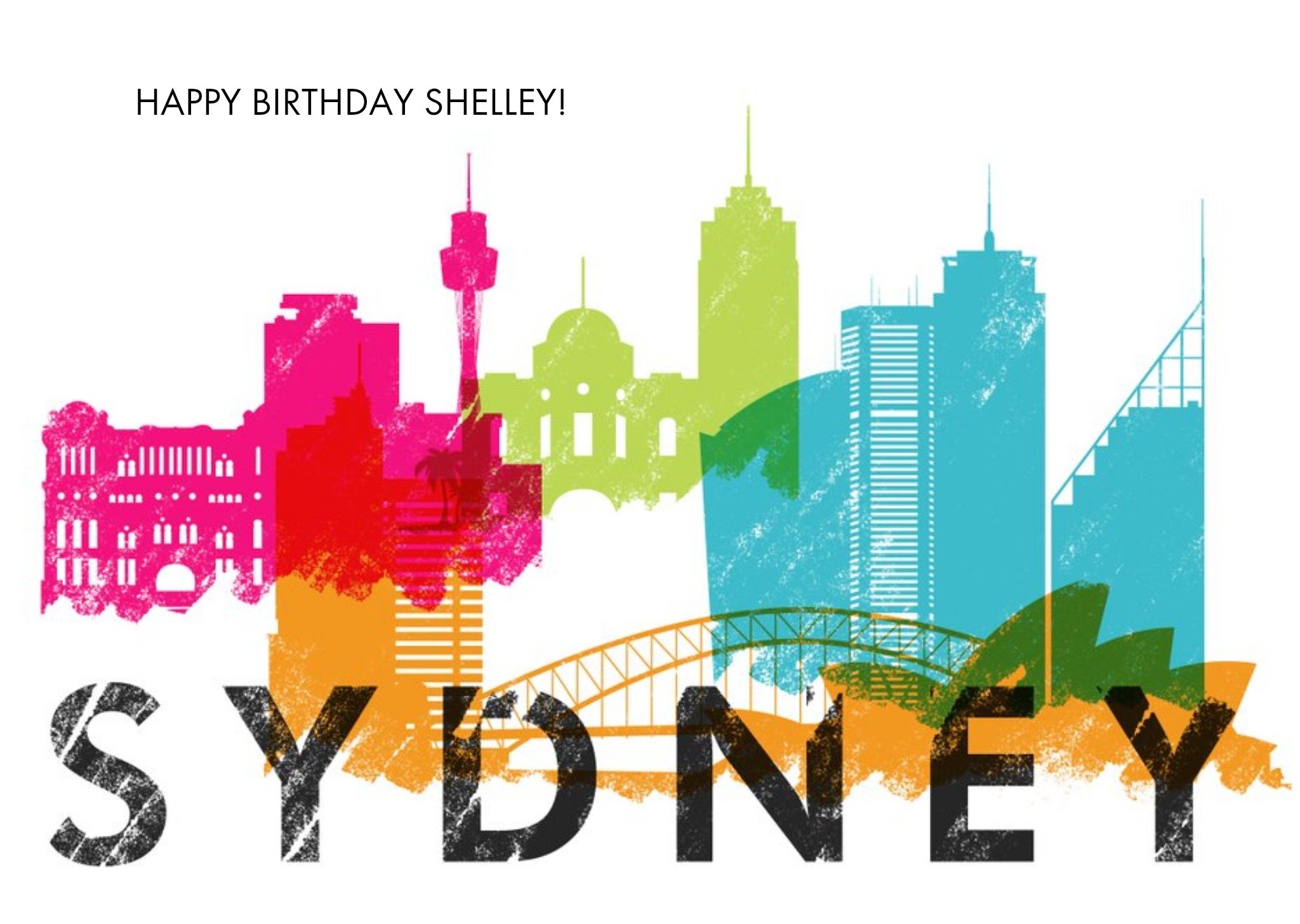 Colourful Sydney Skyline Card Ecard