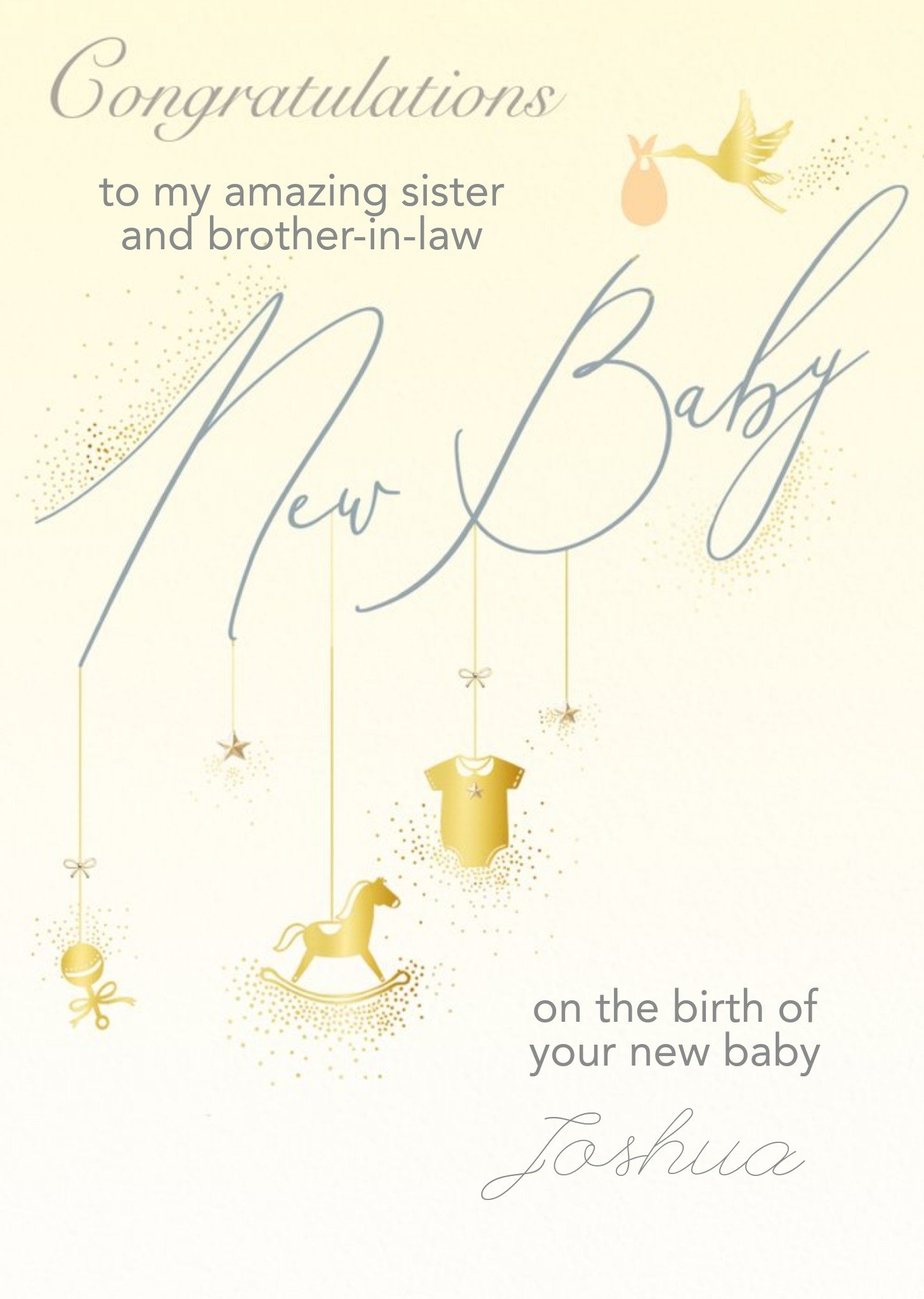 Clintons Typographic Cute New Baby Card Ecard