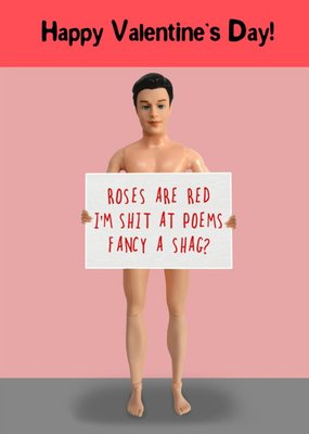 Roses Are Red Naked Doll Funny Rude Valentine's Card