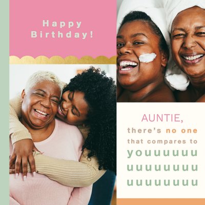 Happy Birthday Auntie Multi Coloured Blocky Photo Upload Card