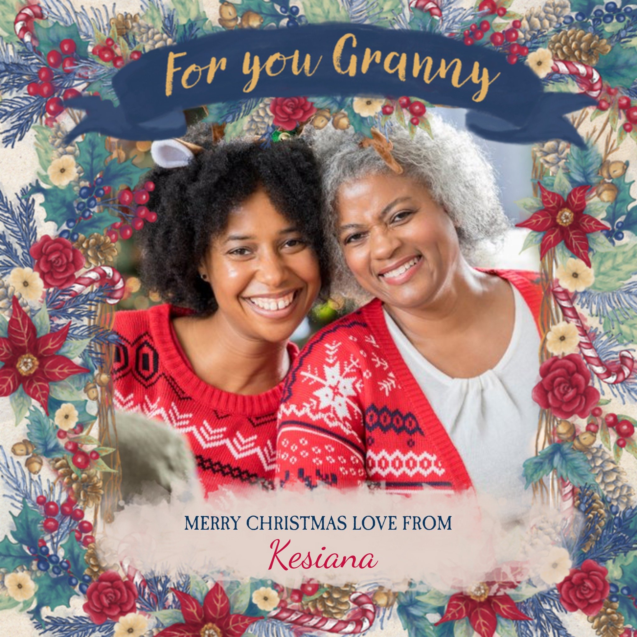 Hope Blossoms Photo Upload Christmas Card For You Granny Merry Christmas, Square