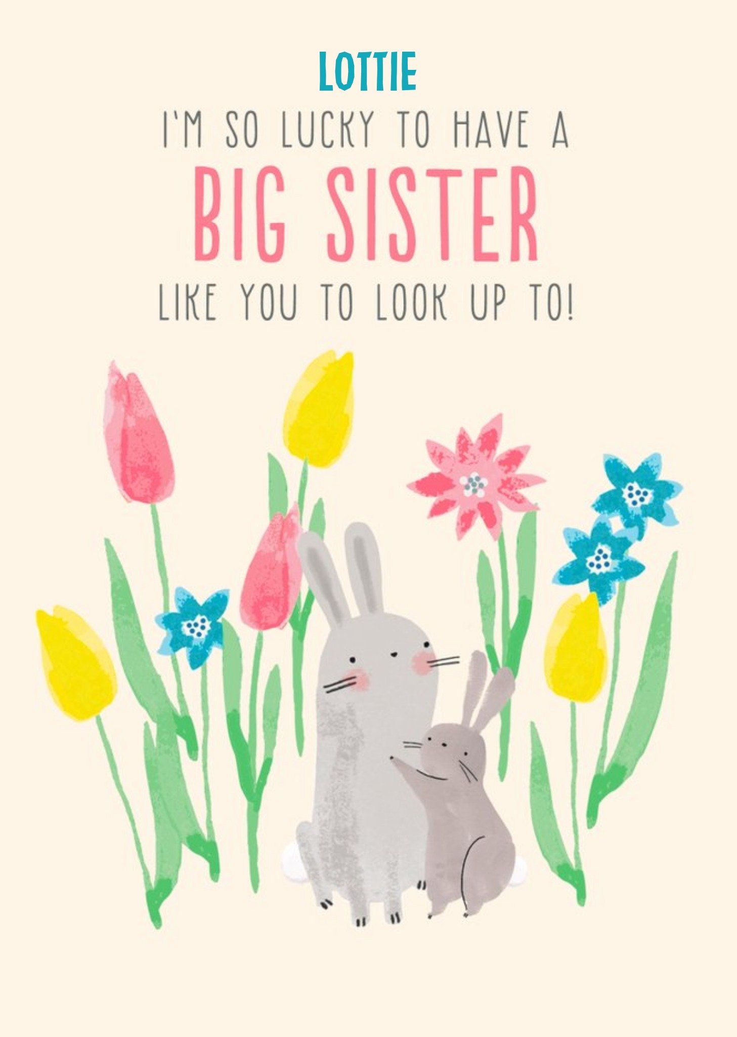 Editable Big Sister Bunnies Card Ecard