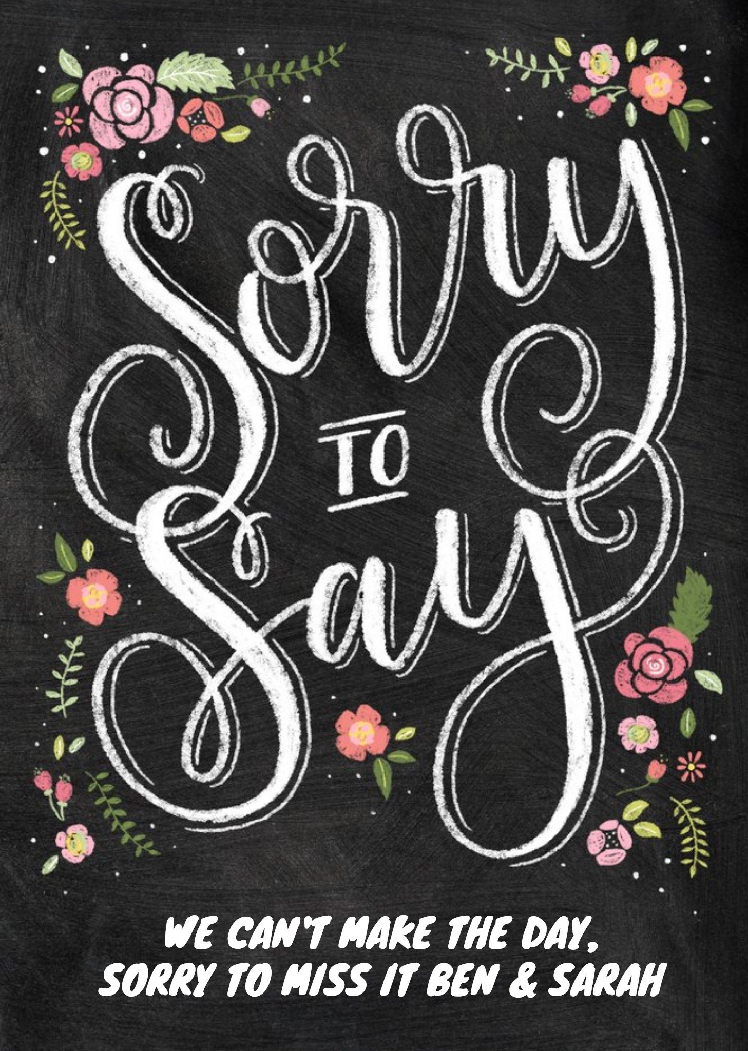Moonpig Chalkboard Style Personalised Sorry To Say Card, Large