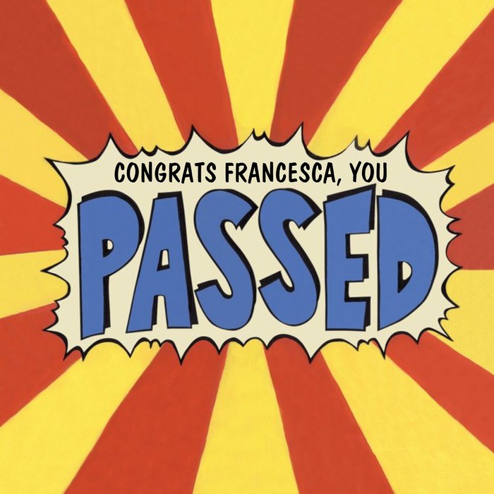 Personalised Comic Book Style Congrats You Passed Card
