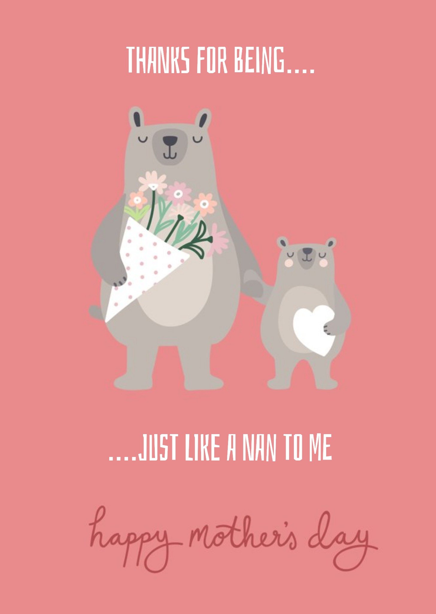Moonpig Cute Bears Thank You For Being Just Like A Nan Mother's Day Card Ecard
