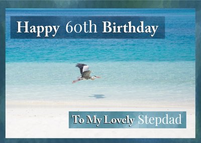 Scenic Colour Photographic Heron To My Lovely Stepdad Birthday Card