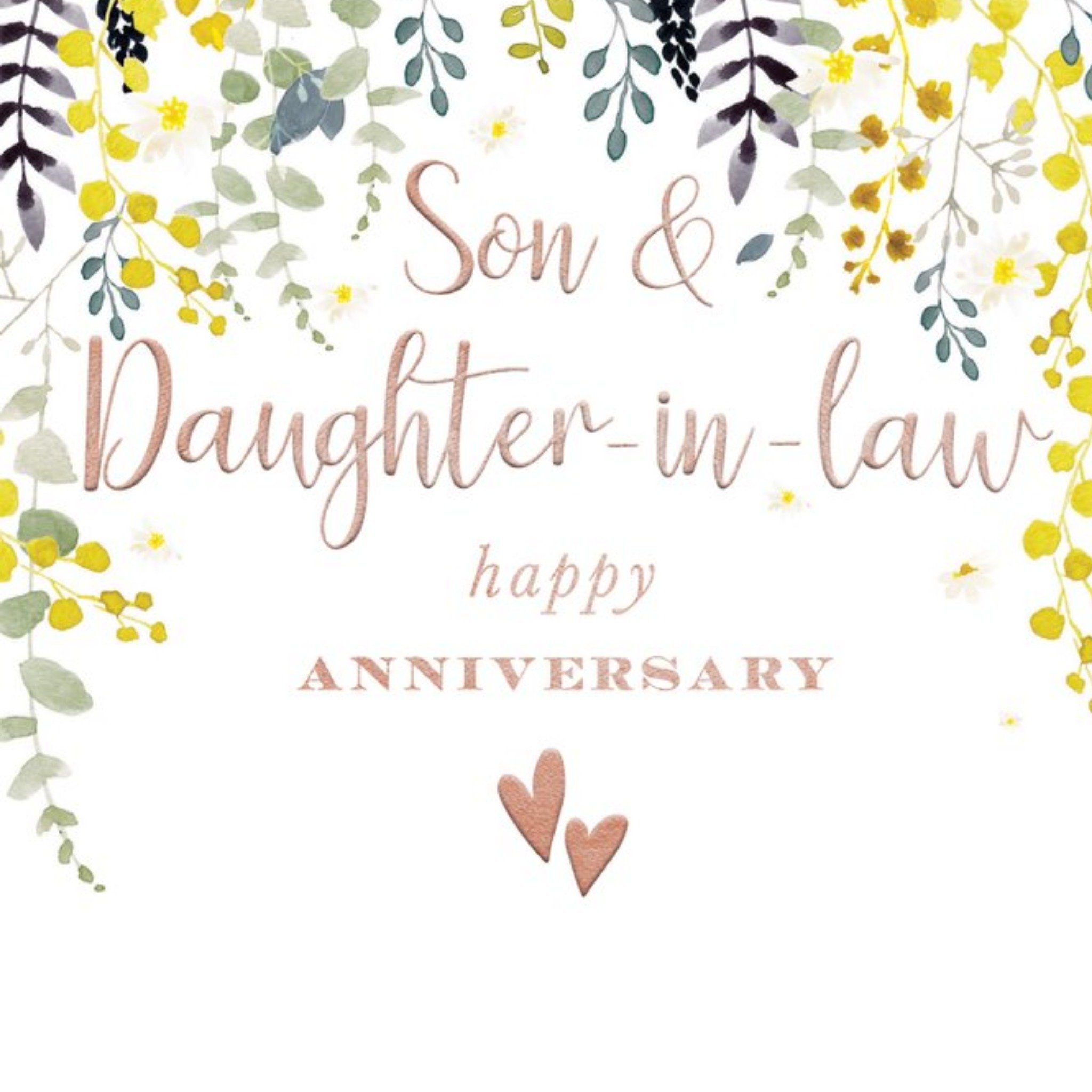 Son And Daughter In Law Happy Anniversary Card, Square