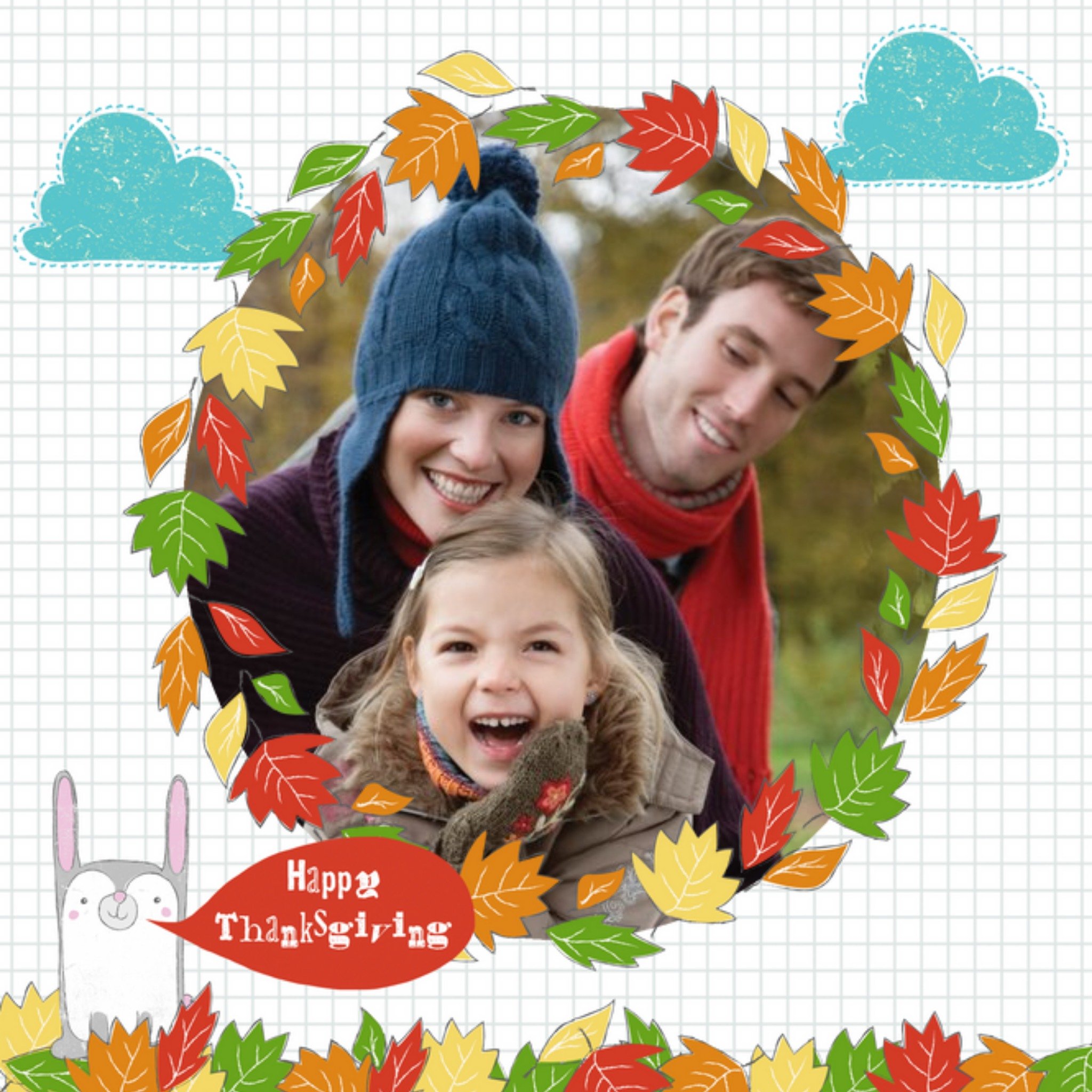 Funny Happy Thanksgiving Photo Upload Card, Square