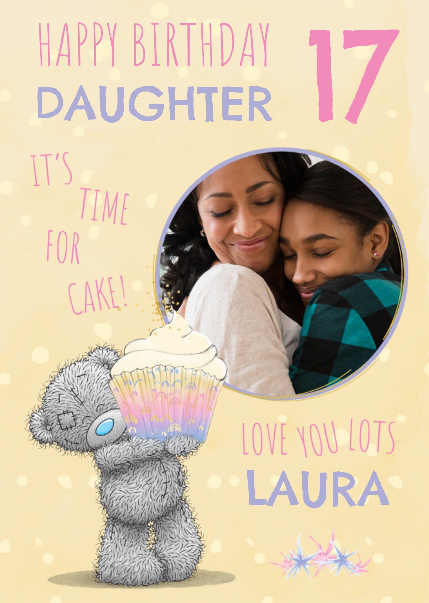 Me To You Tatty Teddy It's Time For Cake Photo Upload Birthday Card, Large