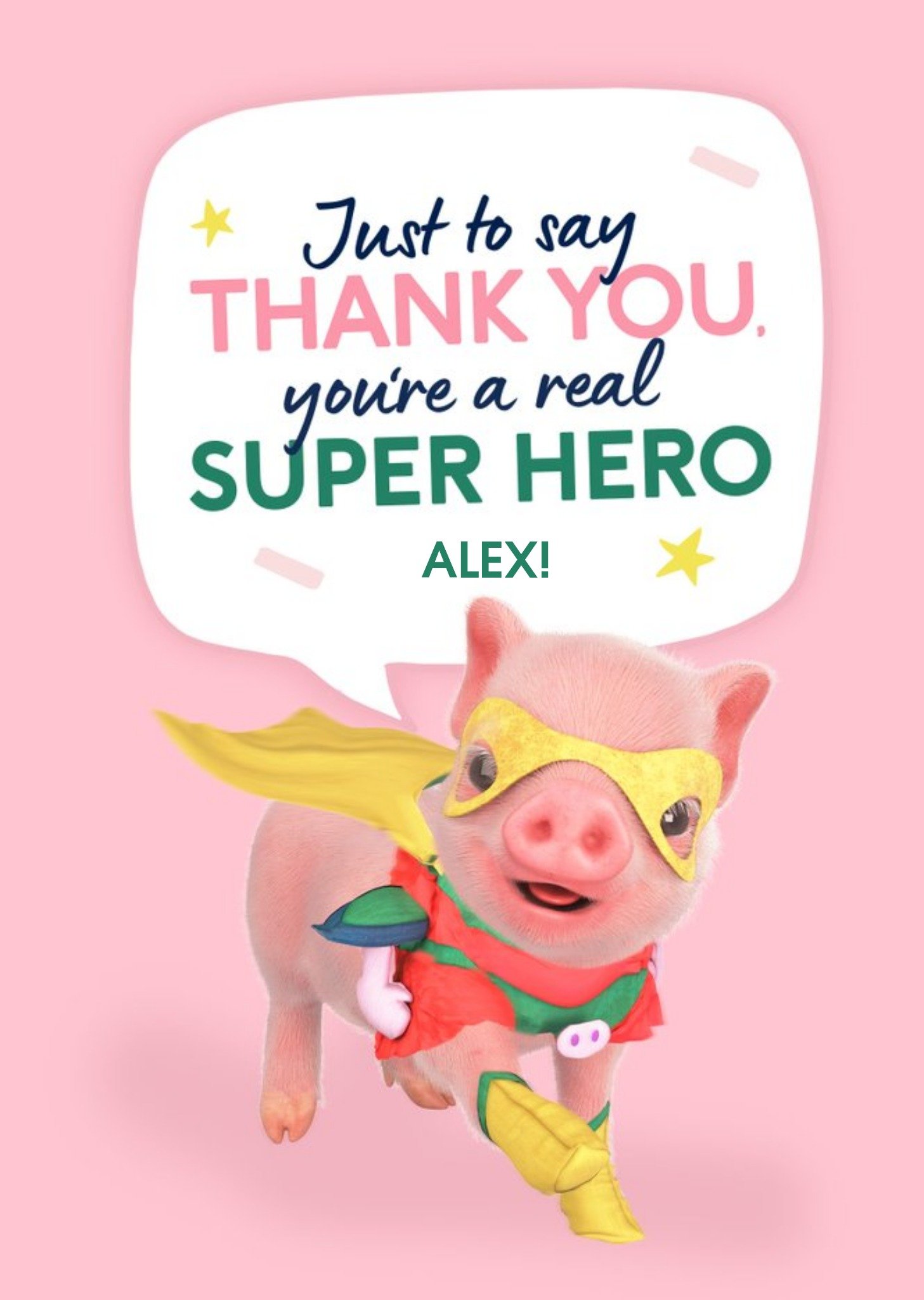 Moonpig Exclusive Moonpigs You're A Real Super Hero Personalised Thank You Card, Large