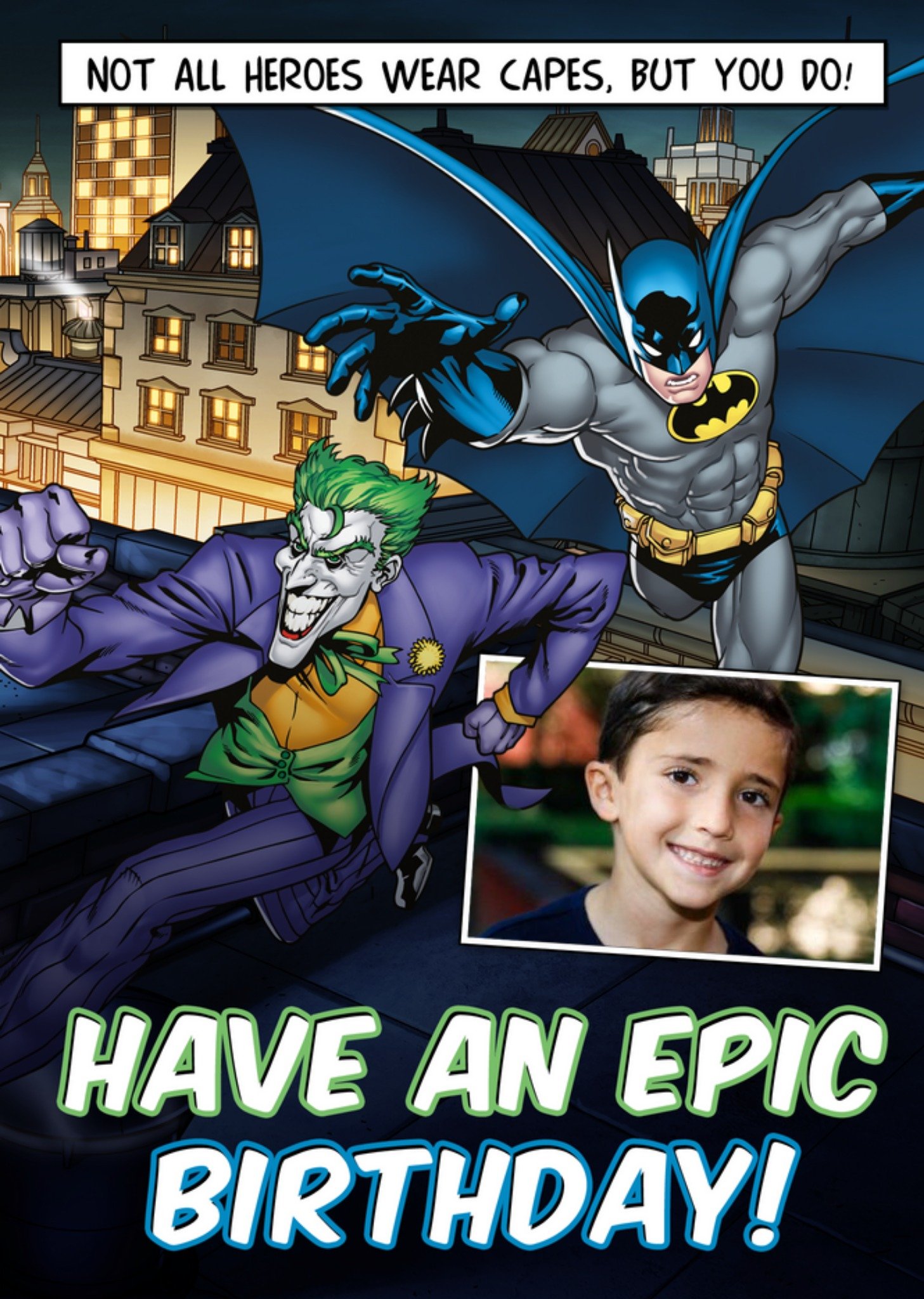 Batman And Joker Photo Upload Birthday Card