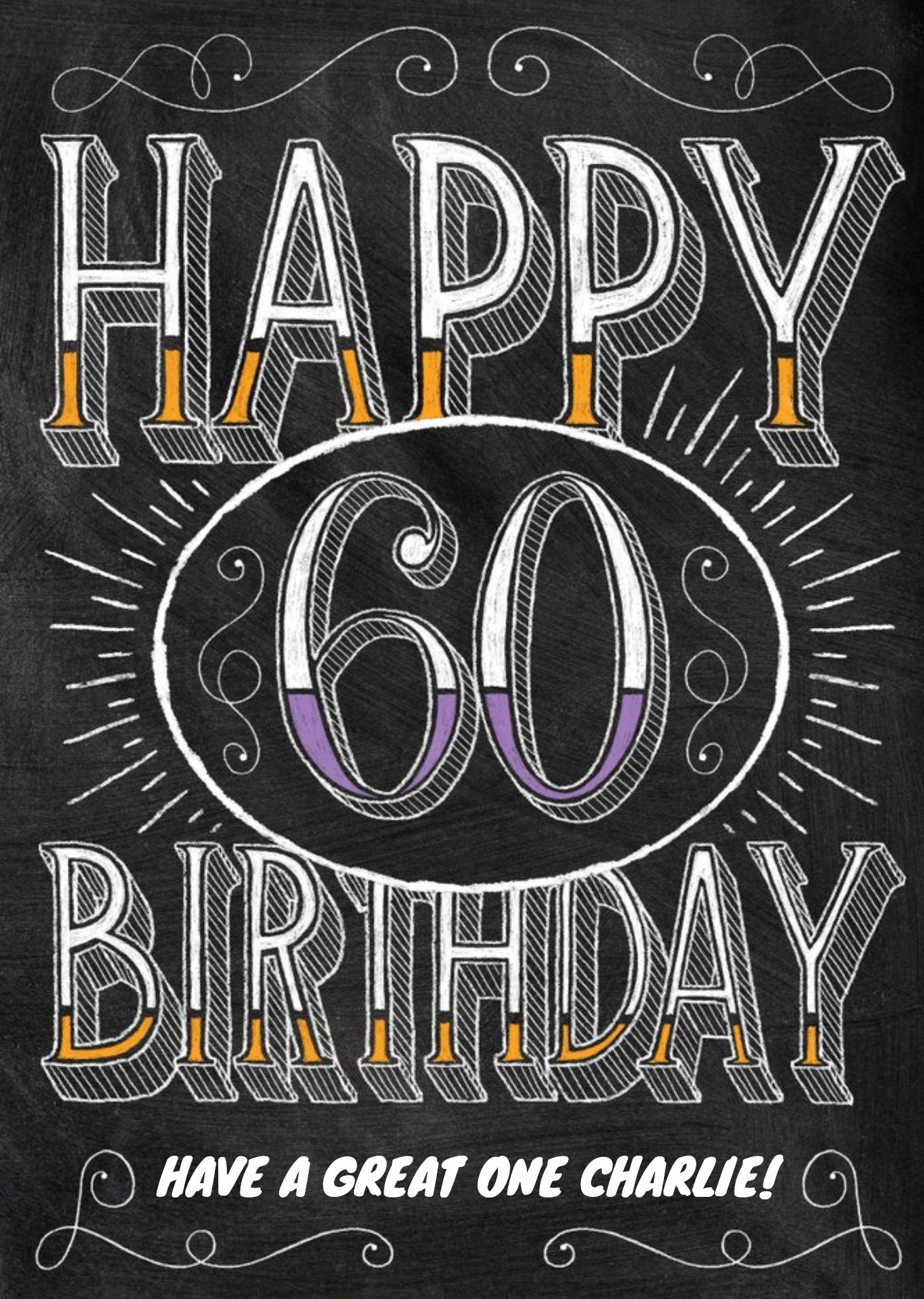 Moonpig Chalkboard Have A Great One Personalised Happy 60th Birthday Card, Large