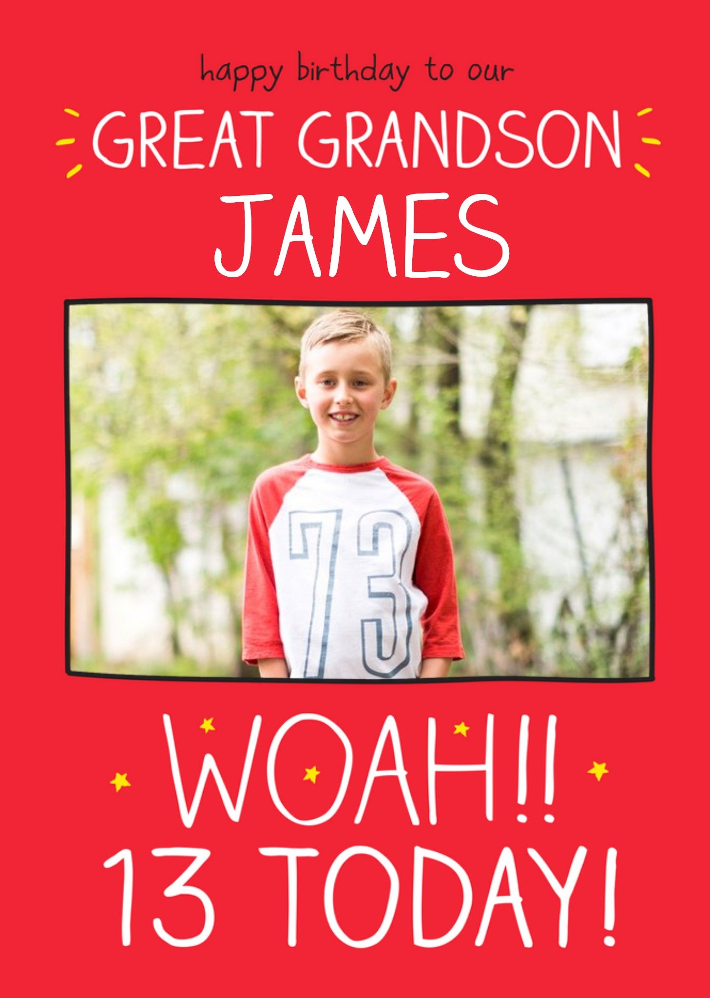 Happy Jackson Happy Birthday To Our Great Grandson Woah 13 Today Personalised Birthday Card Ecard