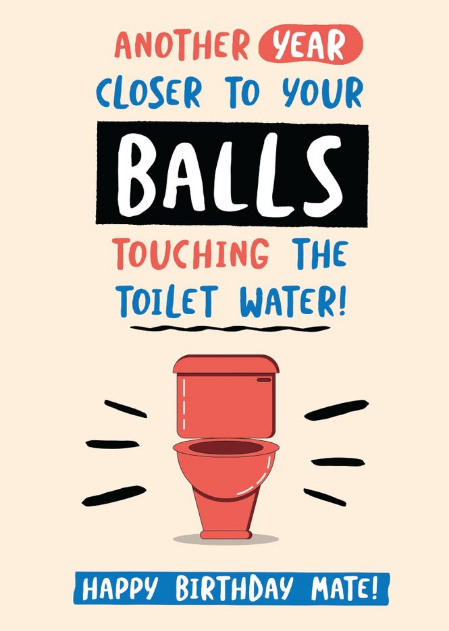 Moonpig Banter Funny Illustrated Toilet Cheeky Typographic Birthday Card Ecard