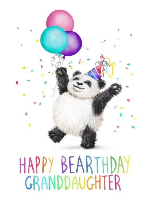 Cute Panda Happy Bearthday Granddaughter Birthday Card