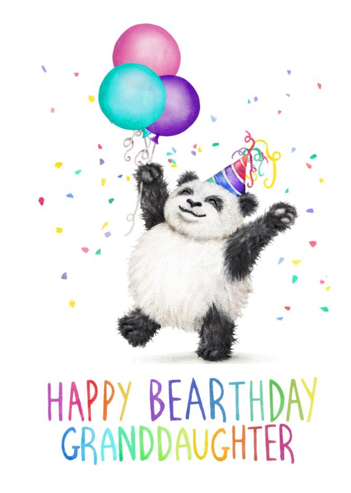 Moonpig Cute Panda Happy Bearthday Granddaughter Birthday Card, Large
