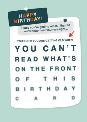 You Know You're Getting Old Eye Test Birthday Card