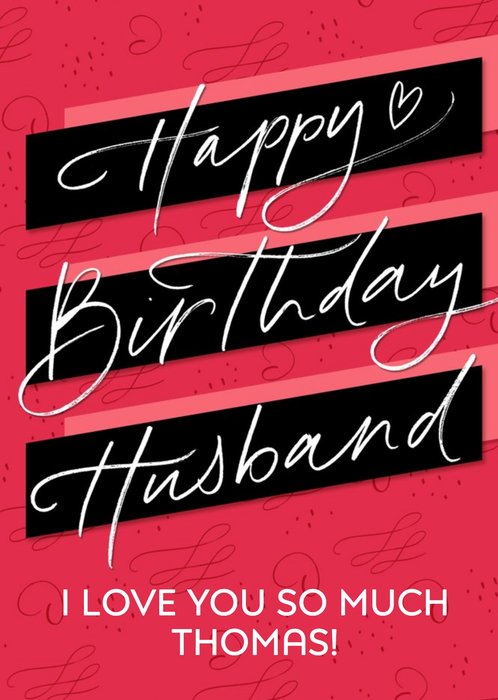 Bright Typographic Husband Birthday Card