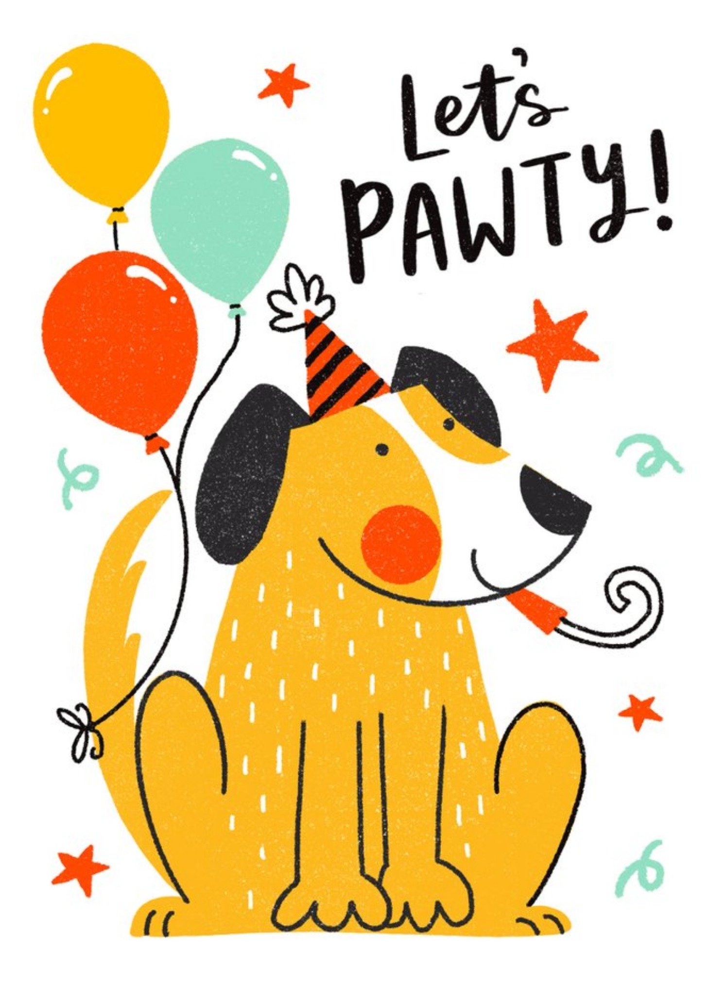 Moonpig Bright Illustration Of A Party Dog. Let's Pawty Card, Large