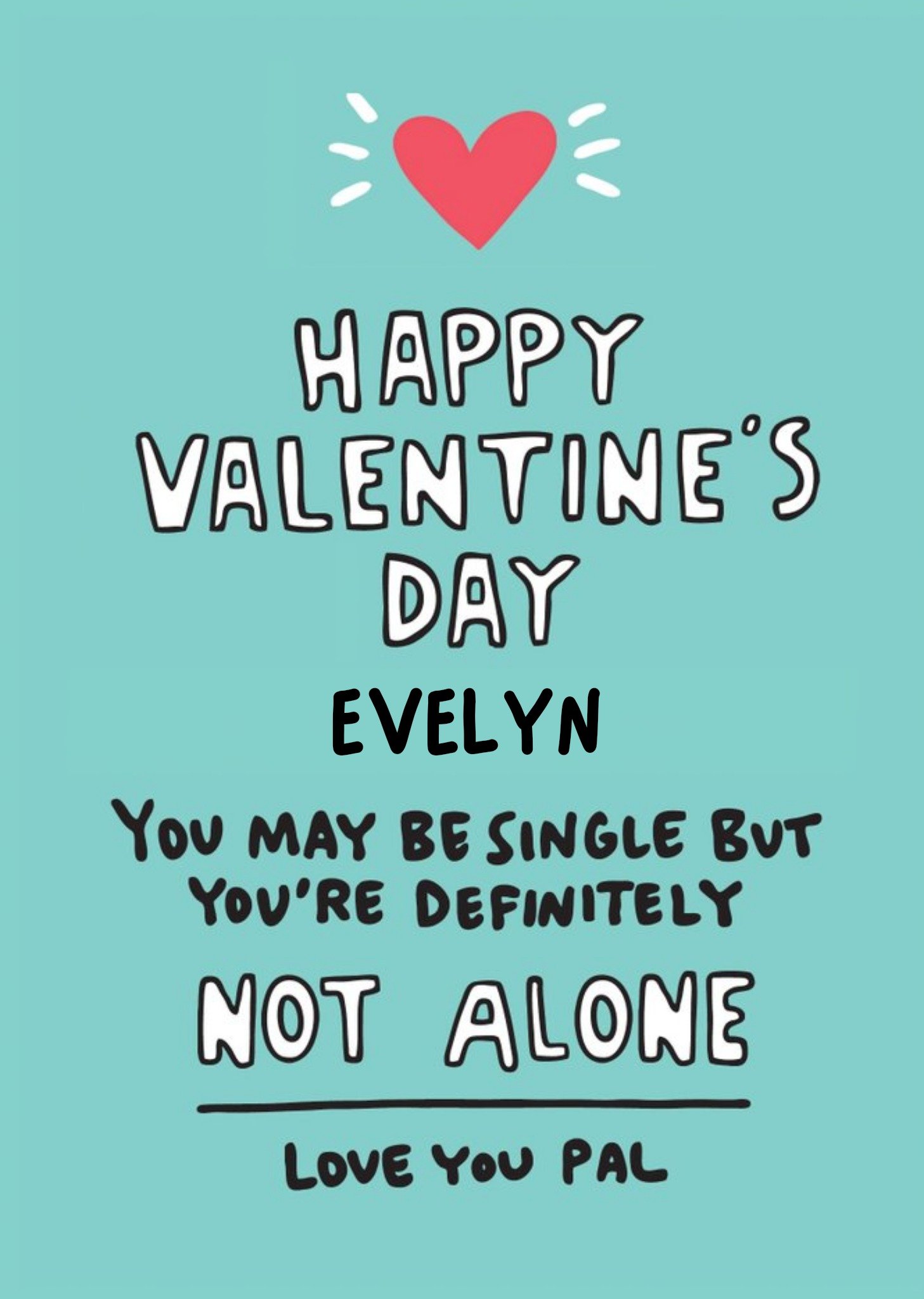 Moonpig Angela Chick Single Friend Valentine's Palentine's Galentine's Card, Large