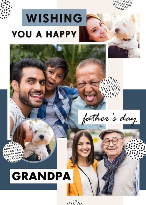 Modern Happy Father's Day Grandpa Photo Upload Card