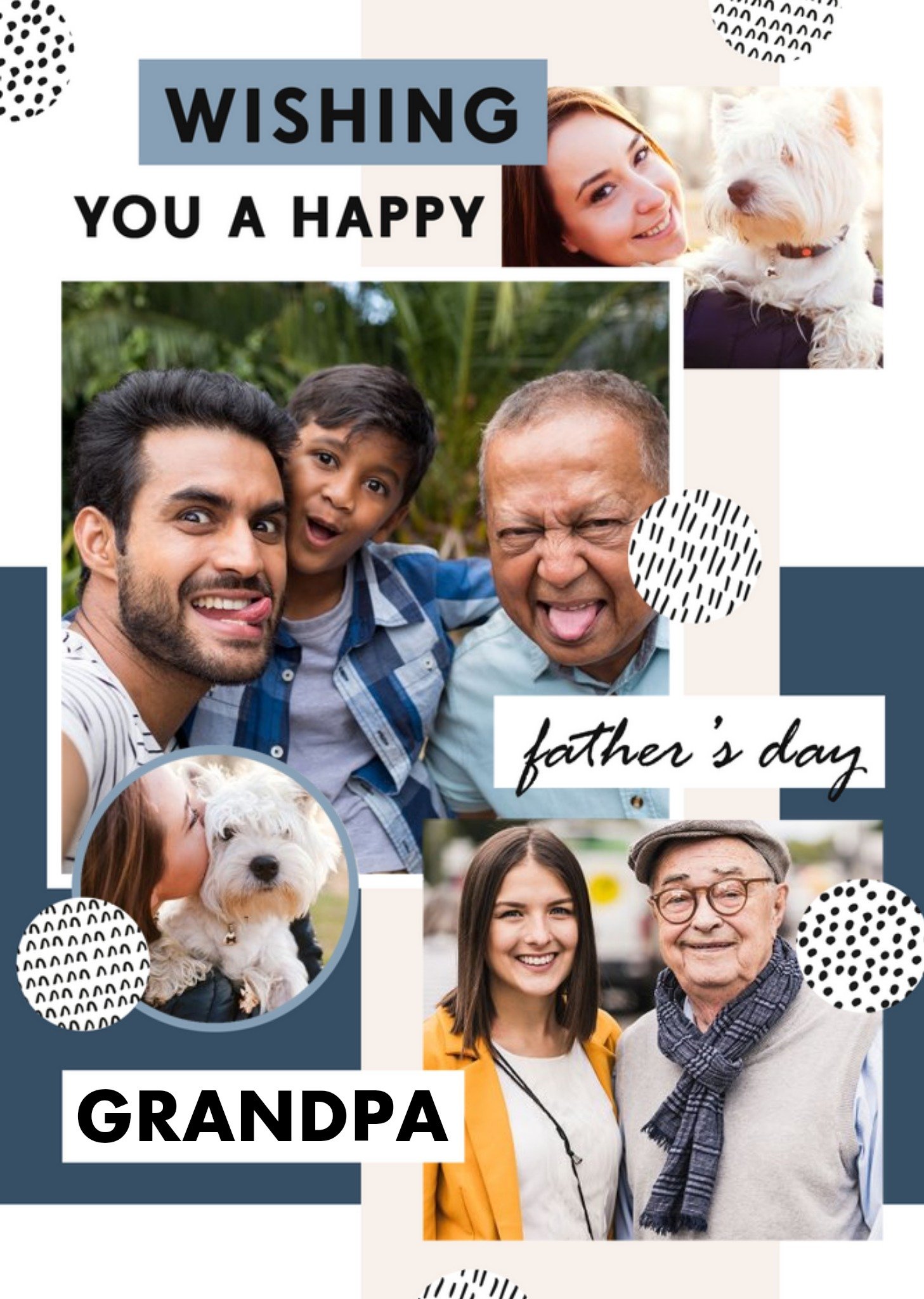 Moonpig Modern Happy Father's Day Grandpa Photo Upload Card, Large
