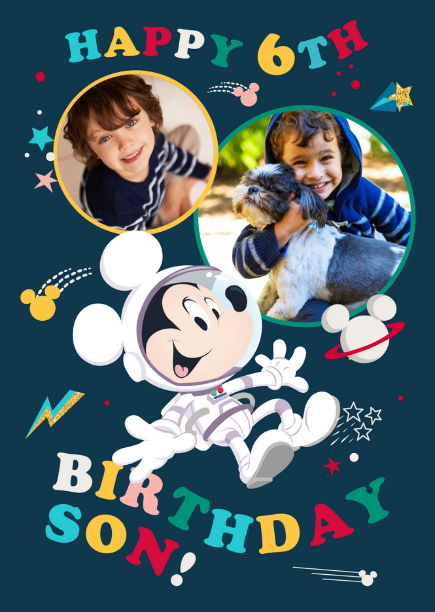 Disney Mickey Mouse Happy 6th Birthday Son Photo Upload Birthday Card Ecard