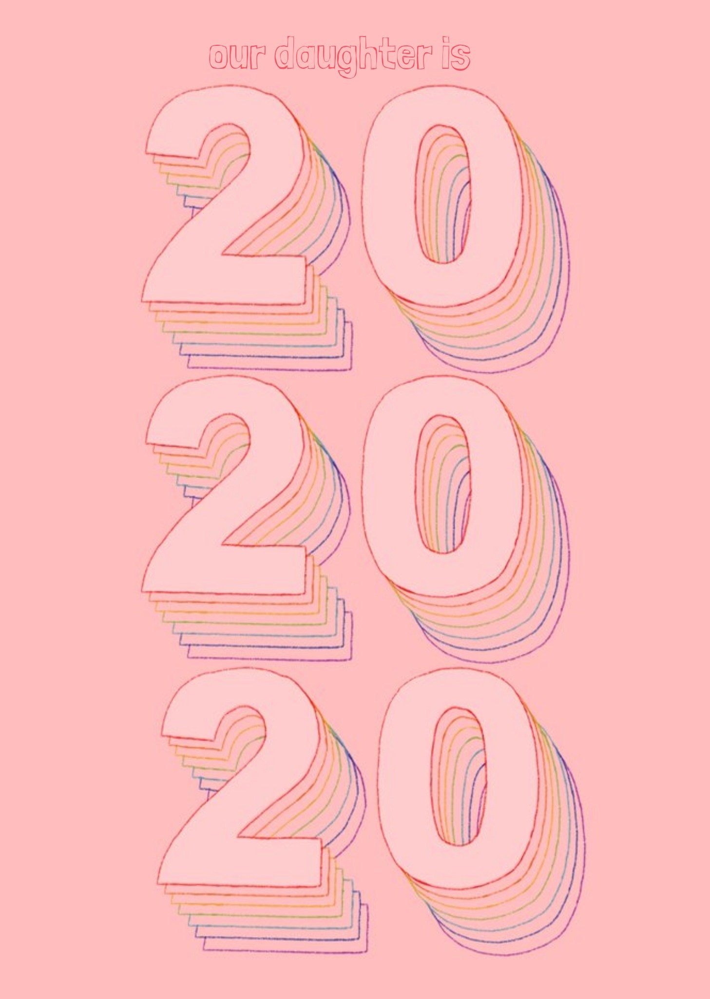 Moonpig Age 20 Pink Typographic Birthday Card, Large