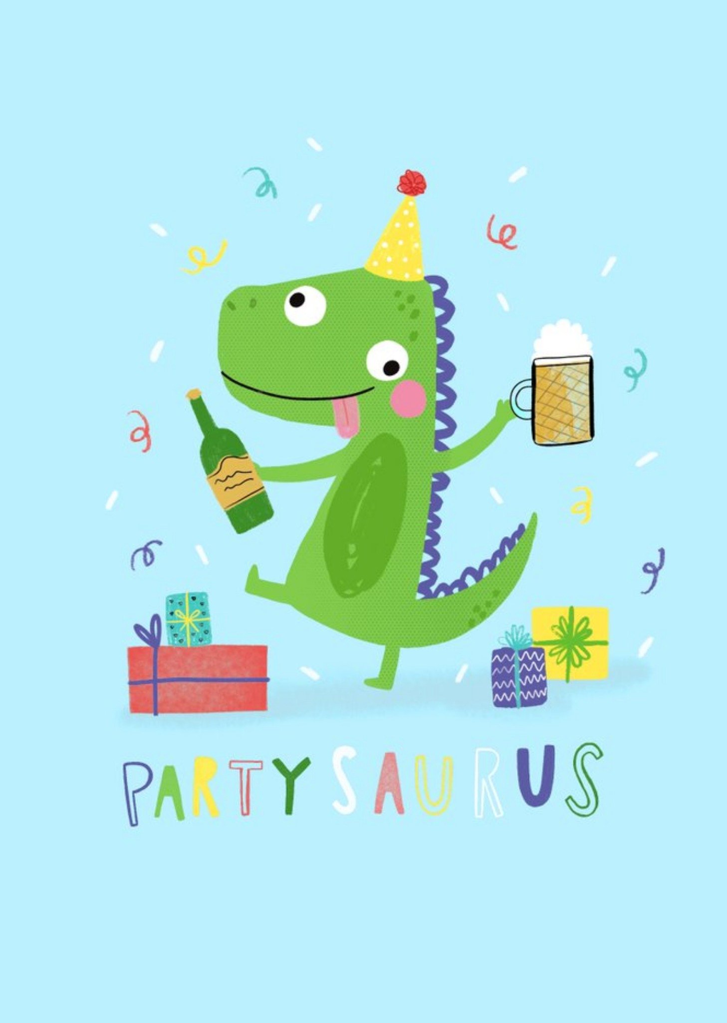 Jess Moorhouse Fun Illustrated Partysaurus Birthday Card Ecard