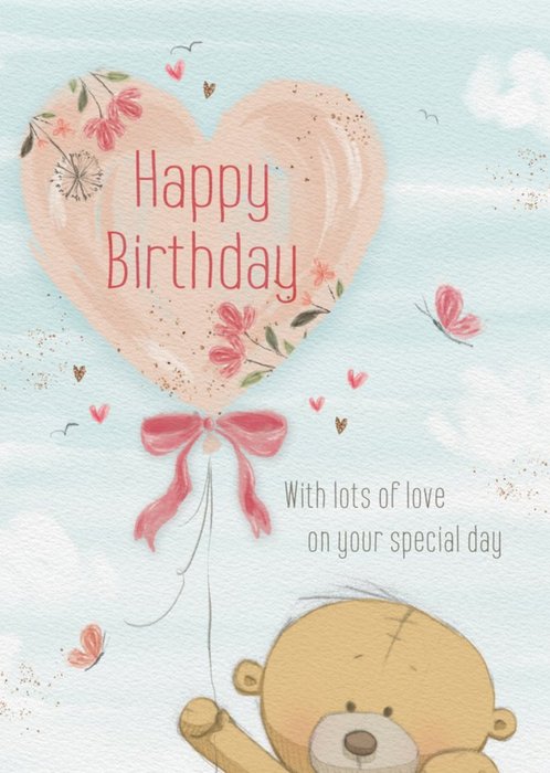 Cute Uddle Heart Balloon Birthday Card