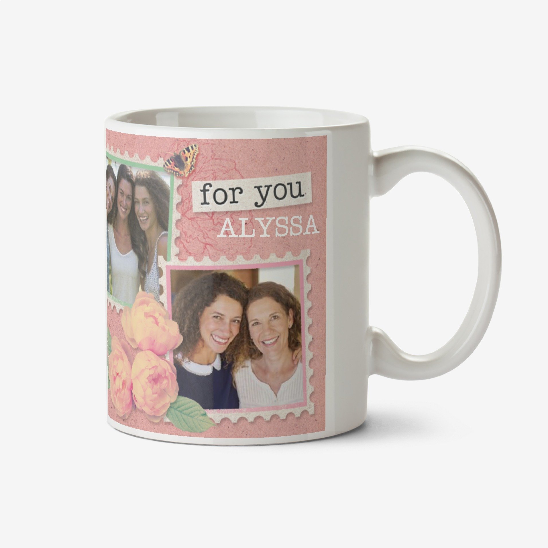 Birthday Wishes Vintage Pink Photo Upload Mug Ceramic Mug